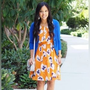 MODCLOTH Golden Orange Floral Pansy Dress with Slip